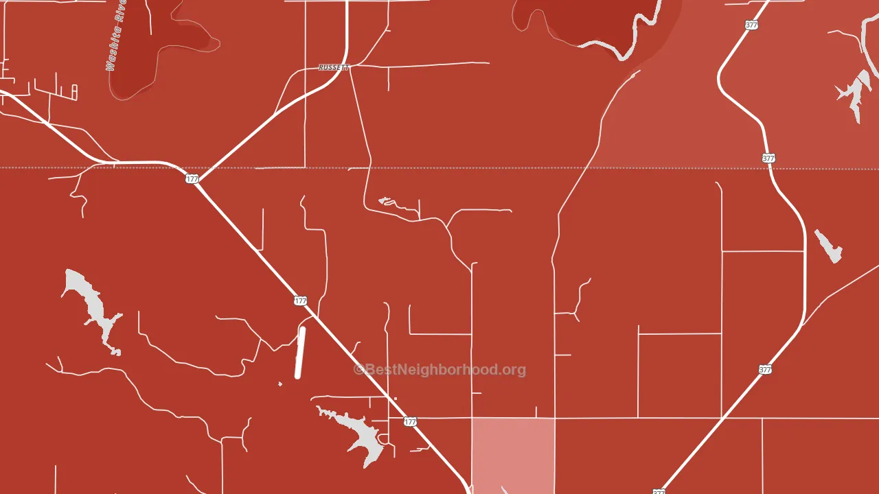 Russett, OK block-group political-lean map