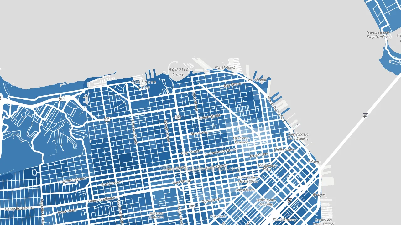 Russian Hill, San Francisco, CA block-group political-lean map
