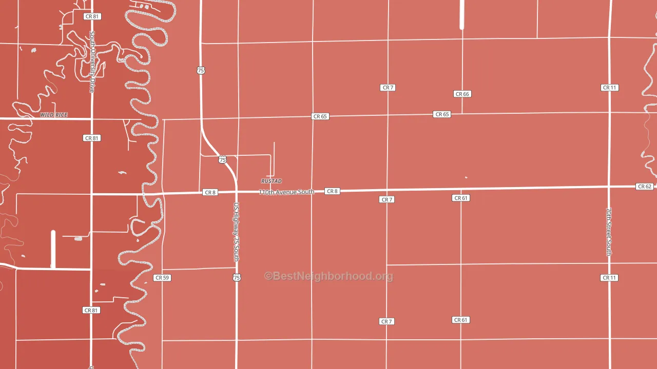 Rustad, MN block-group political-lean map