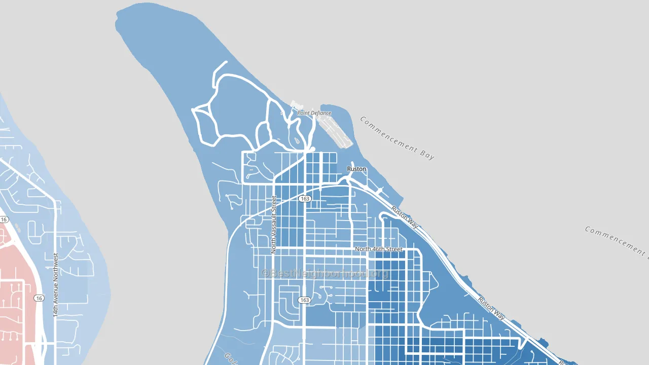 Ruston, WA block-group political-lean map