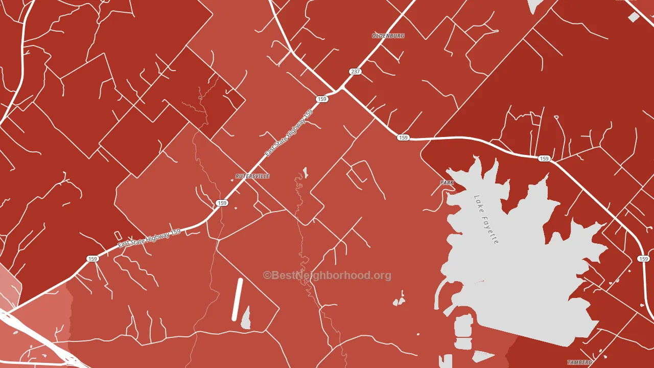 Rutersville, TX block-group political-lean map