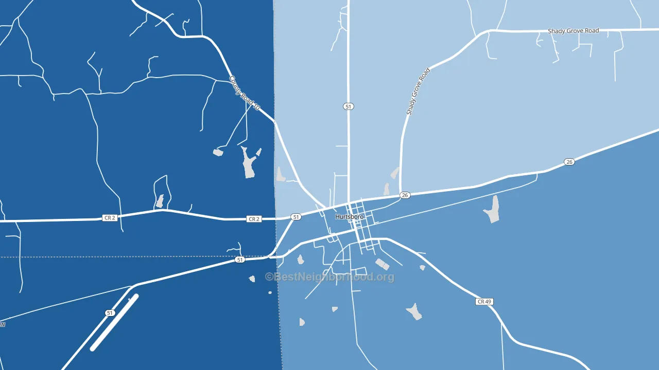 Rutherford, AL block-group political-lean map