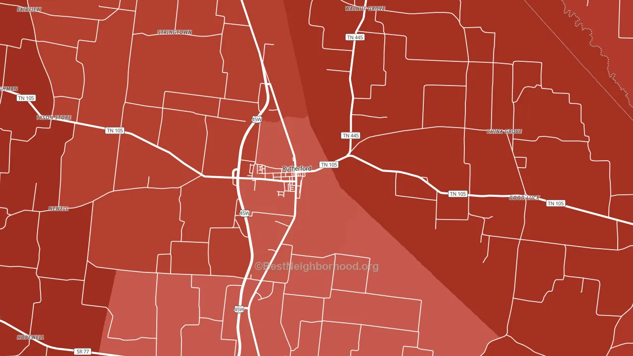 Rutherford, TN block-group political-lean map