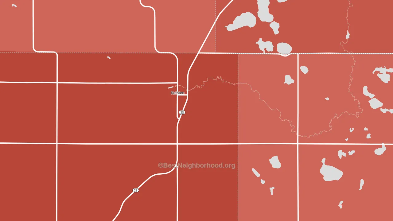 Ruthton, MN block-group political-lean map