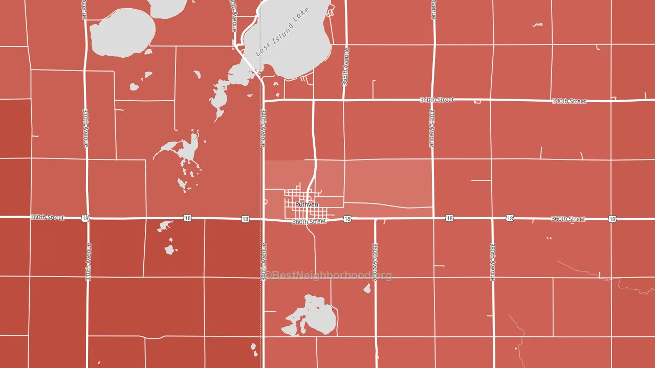 Ruthven, IA block-group political-lean map