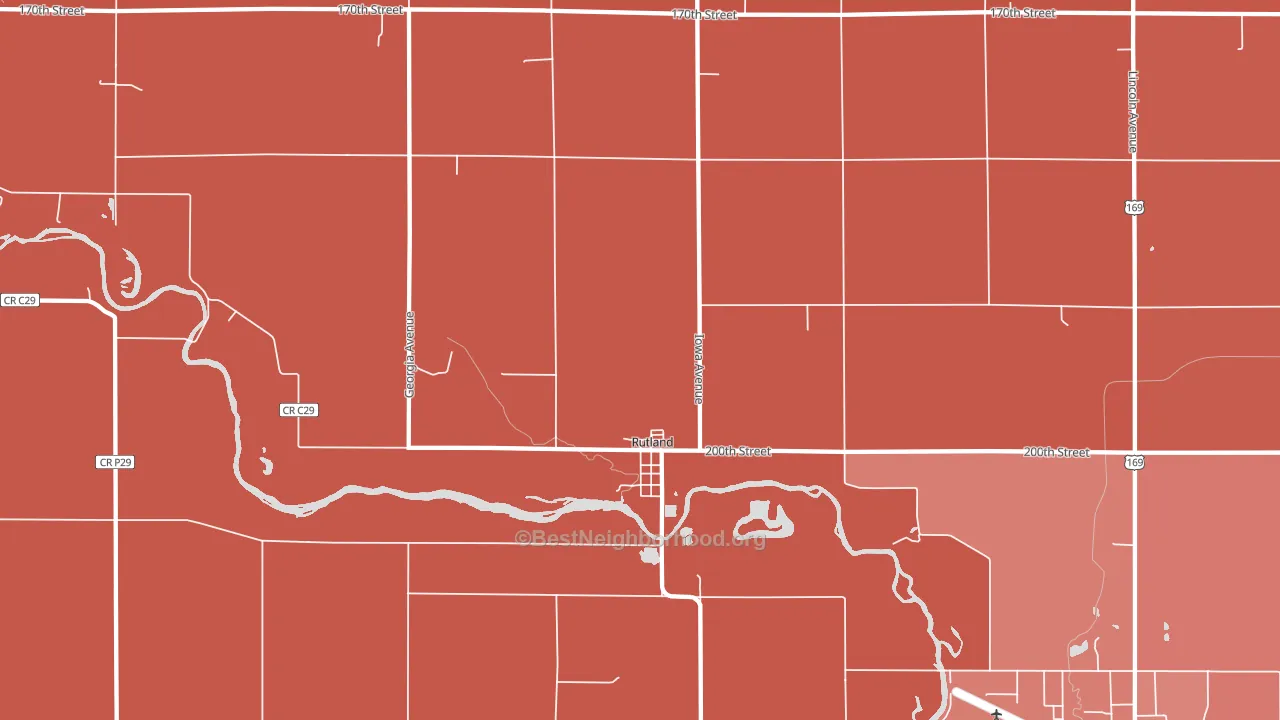 Rutland, IA block-group political-lean map