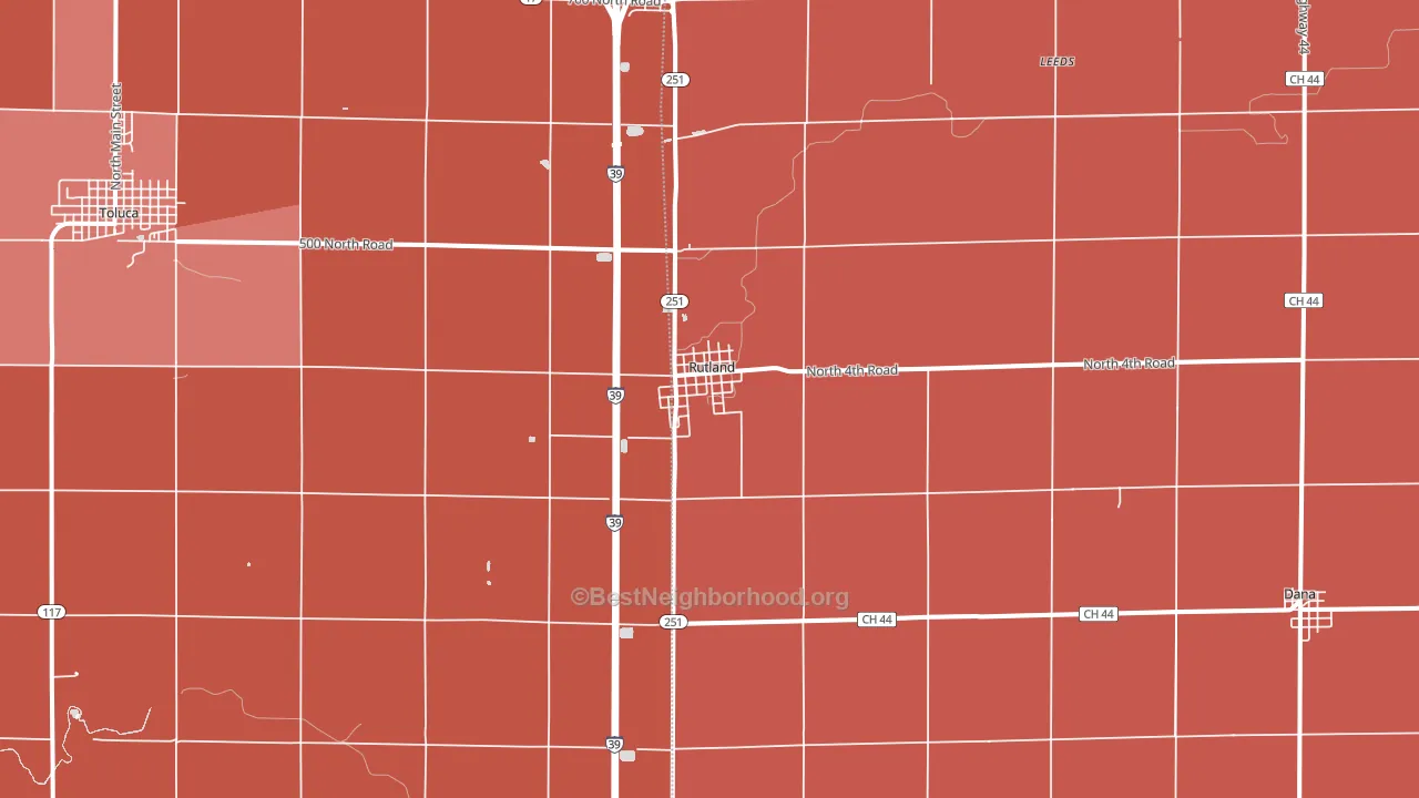 Rutland, IL block-group political-lean map