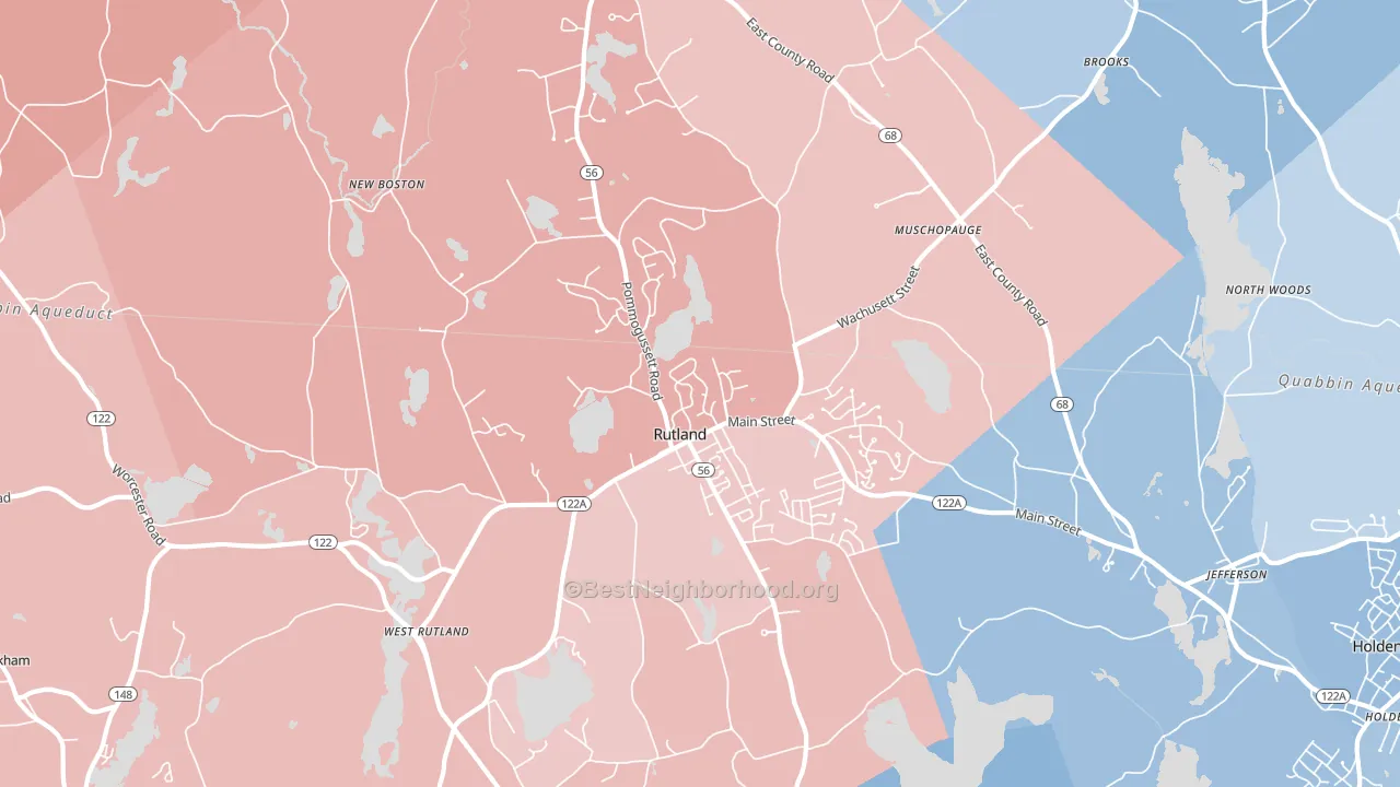 Rutland, MA block-group political-lean map
