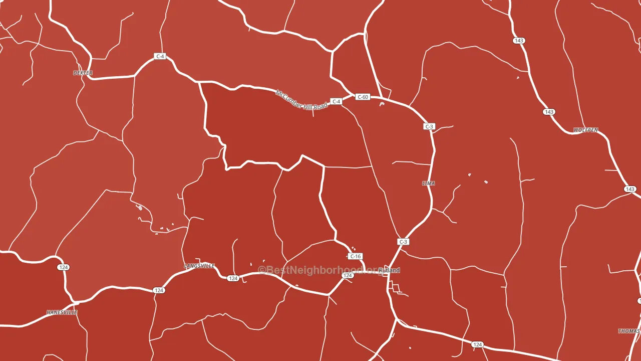 Rutland, OH block-group political-lean map