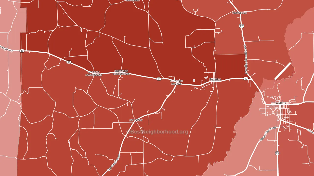 Rutledge, AL block-group political-lean map