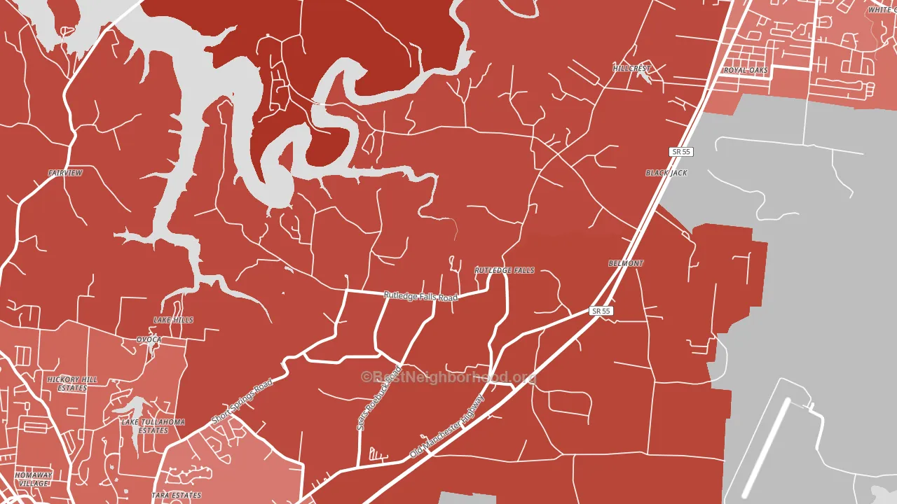 Rutledge Falls, TN block-group political-lean map