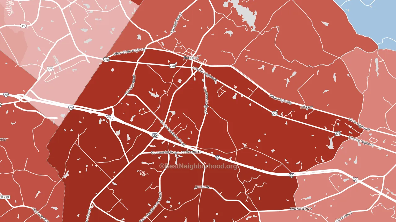 Rutledge, GA block-group political-lean map