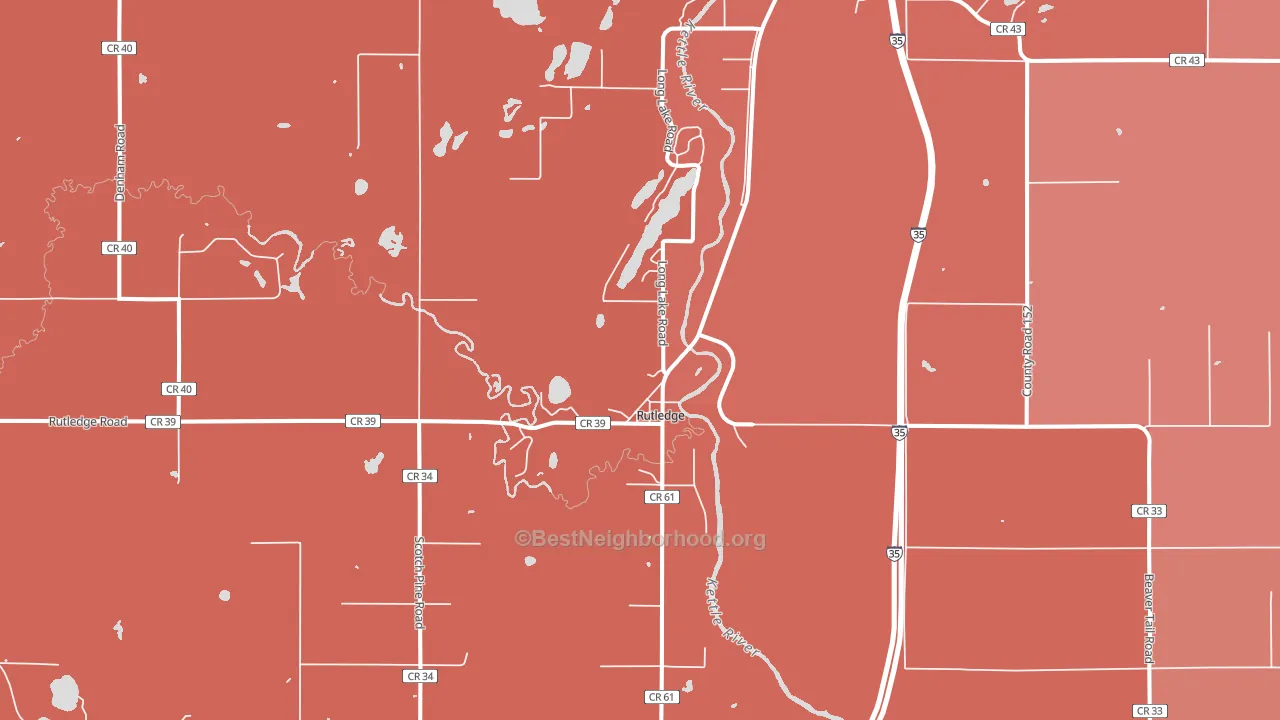 Rutledge, MN block-group political-lean map