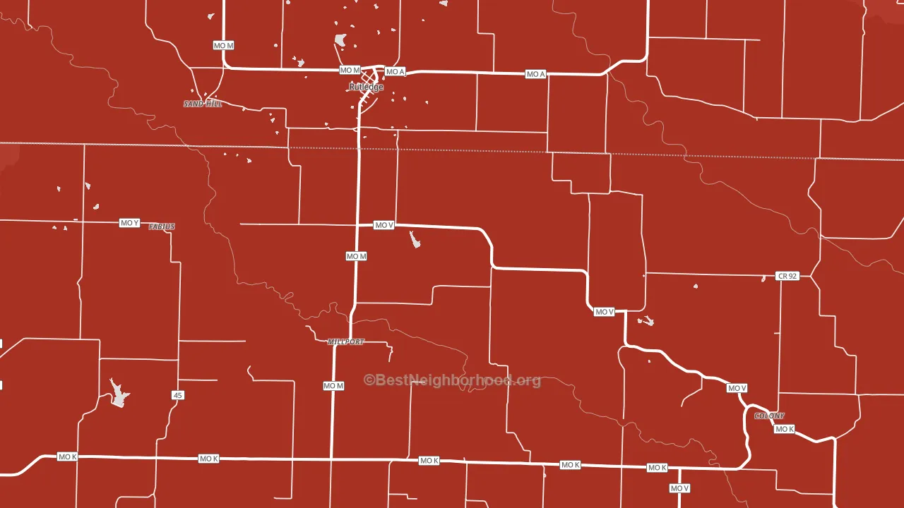 Rutledge, MO block-group political-lean map