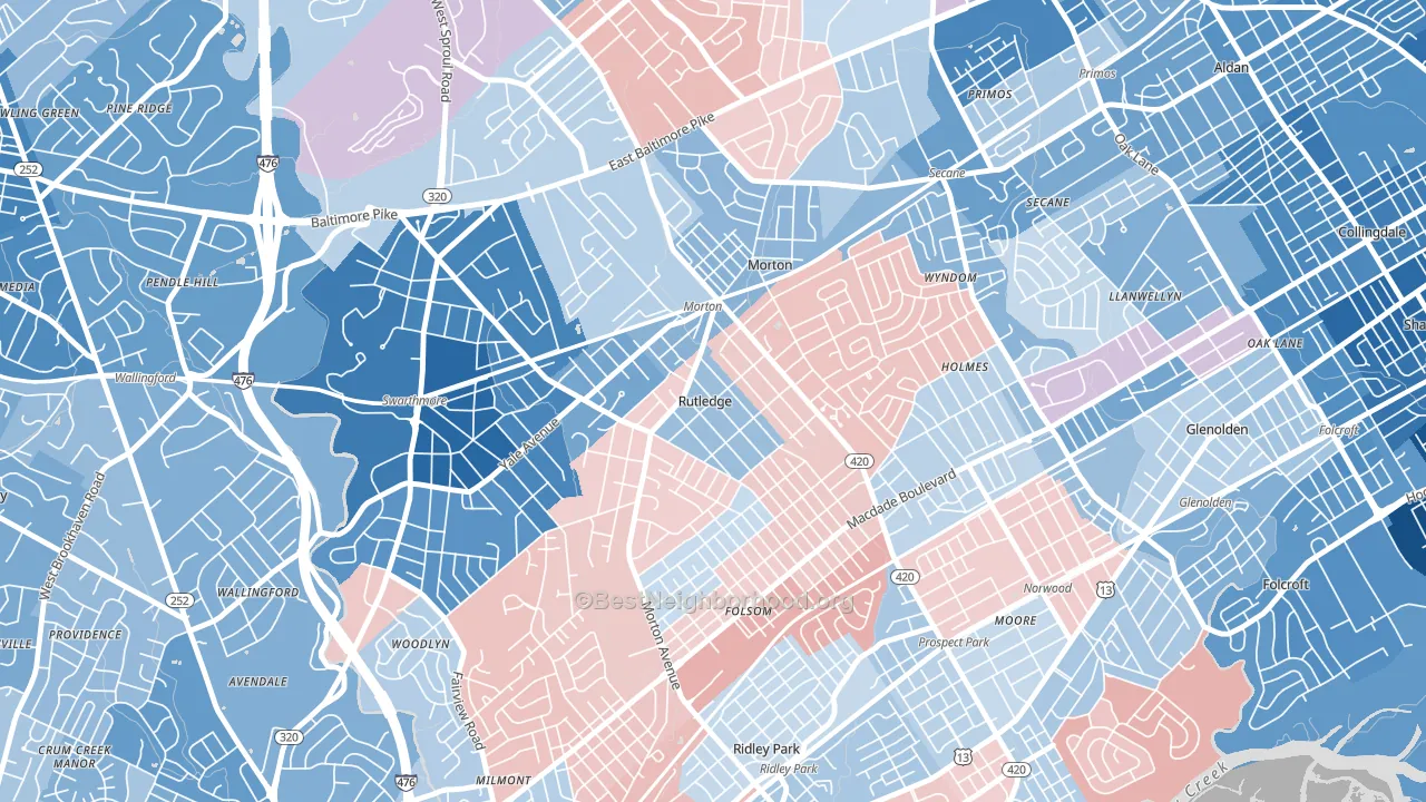 Rutledge, PA block-group political-lean map
