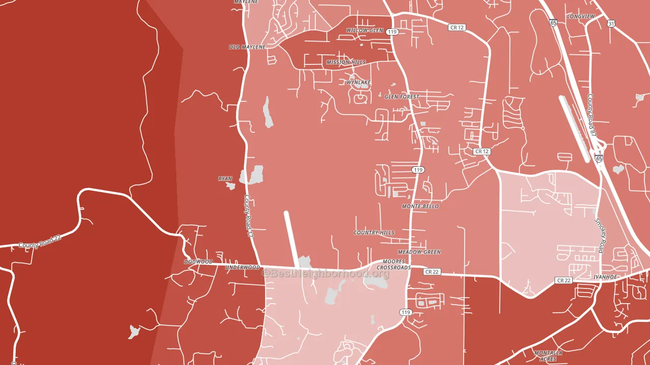 Ryan, AL block-group political-lean map