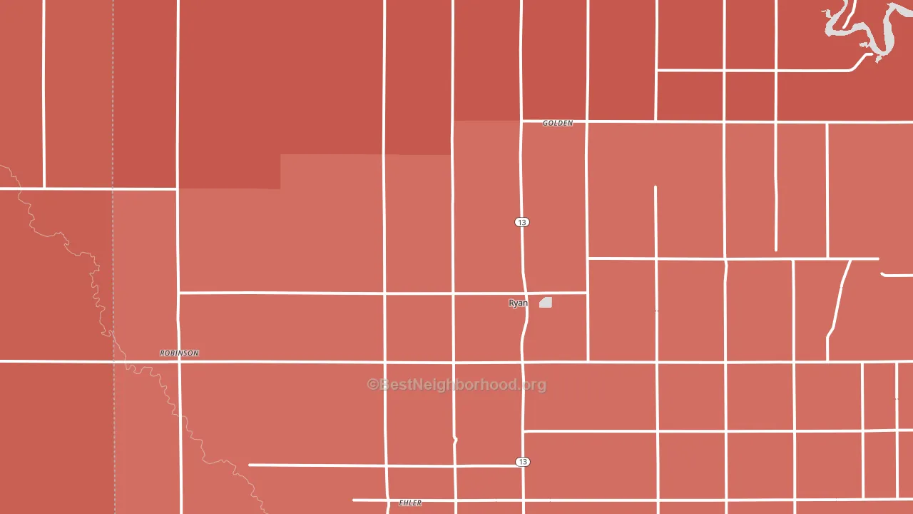 Ryan, IA block-group political-lean map