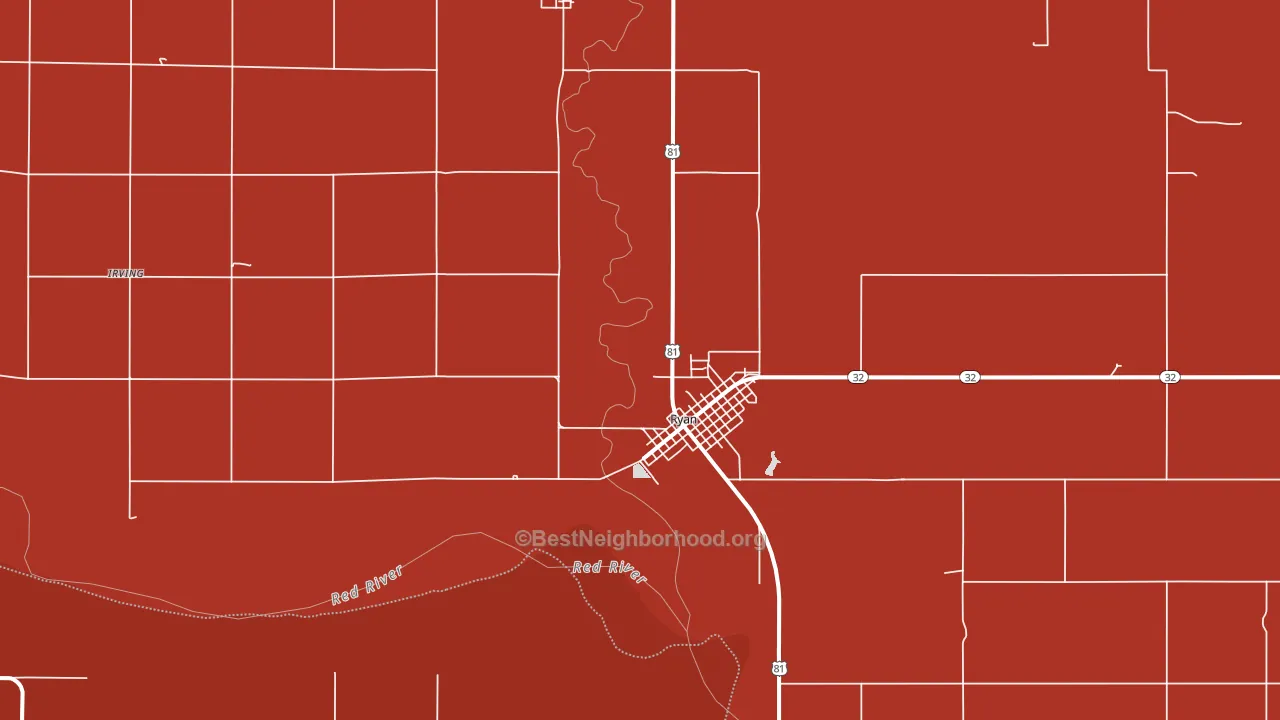 Ryan, OK block-group political-lean map