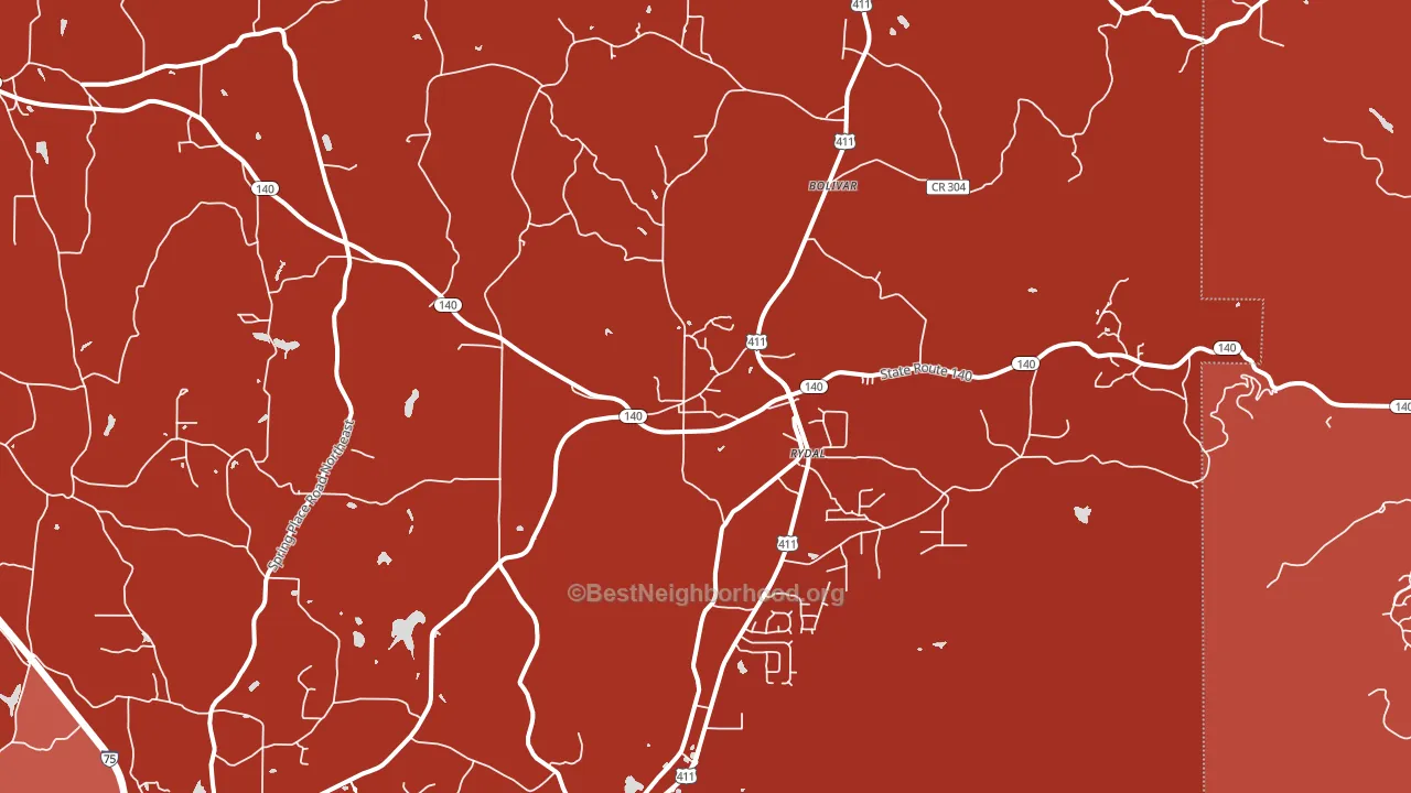 Rydal, GA block-group political-lean map