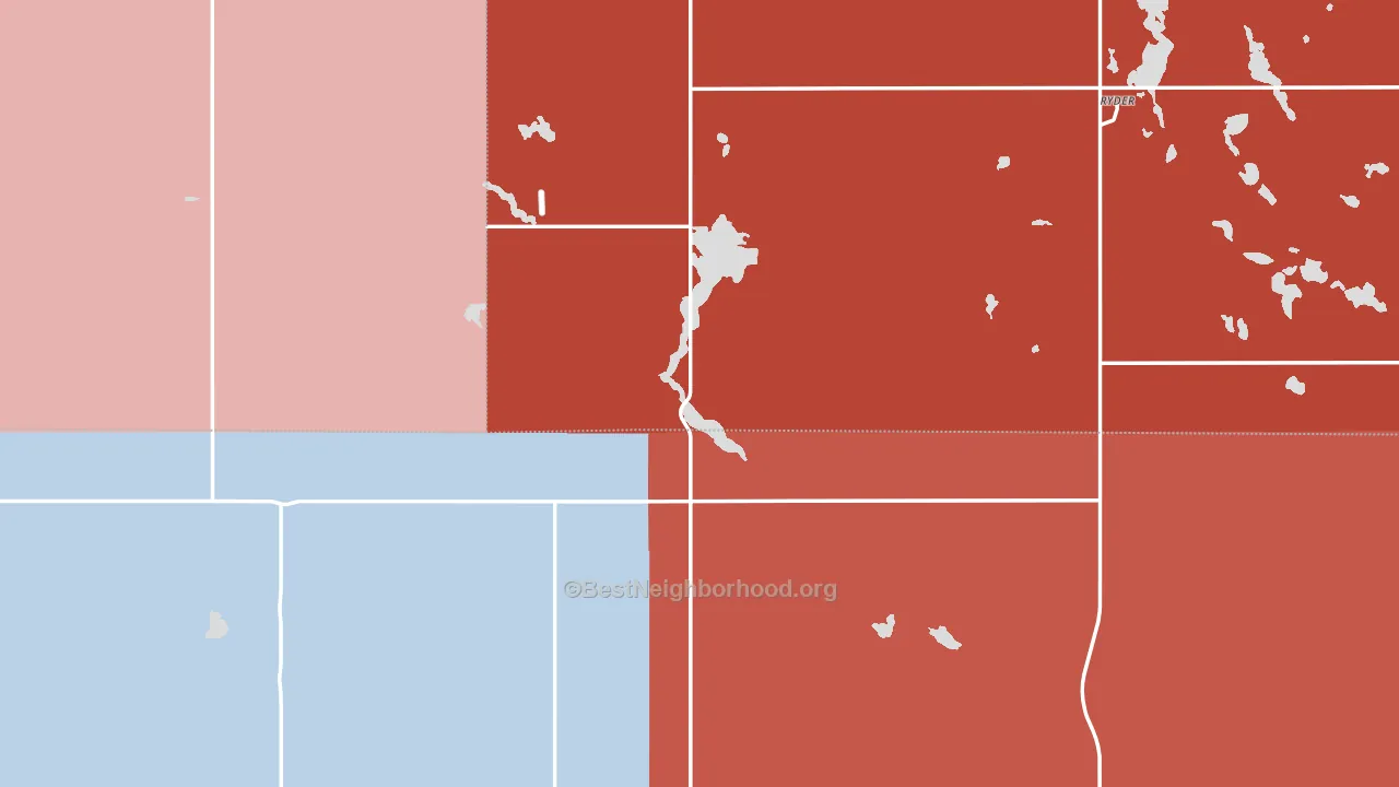 Ryder, ND block-group political-lean map