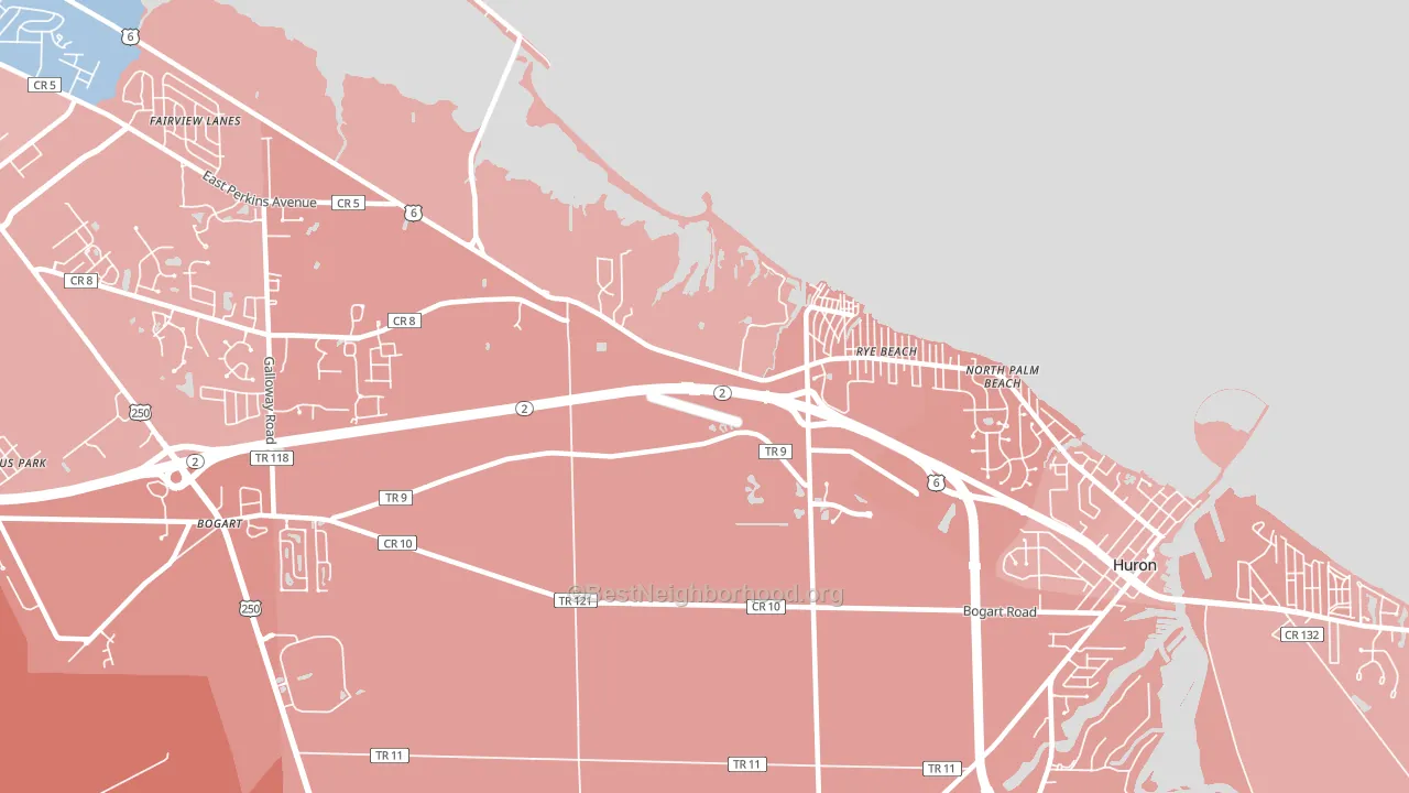 Rye Beach, OH block-group political-lean map