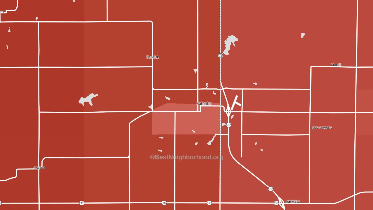 Sabetha, KS block-group political-lean map