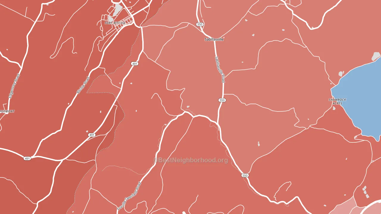 Sabillasville, MD block-group political-lean map