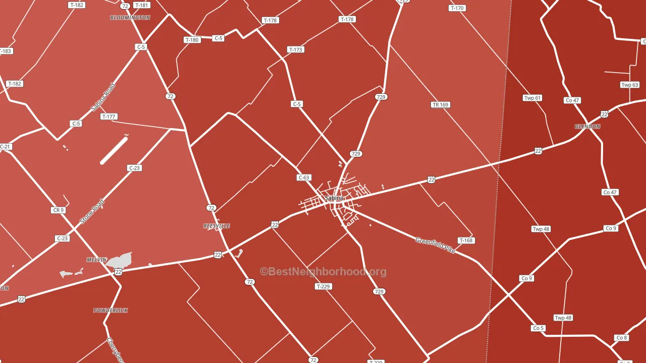 Sabina, OH block-group political-lean map