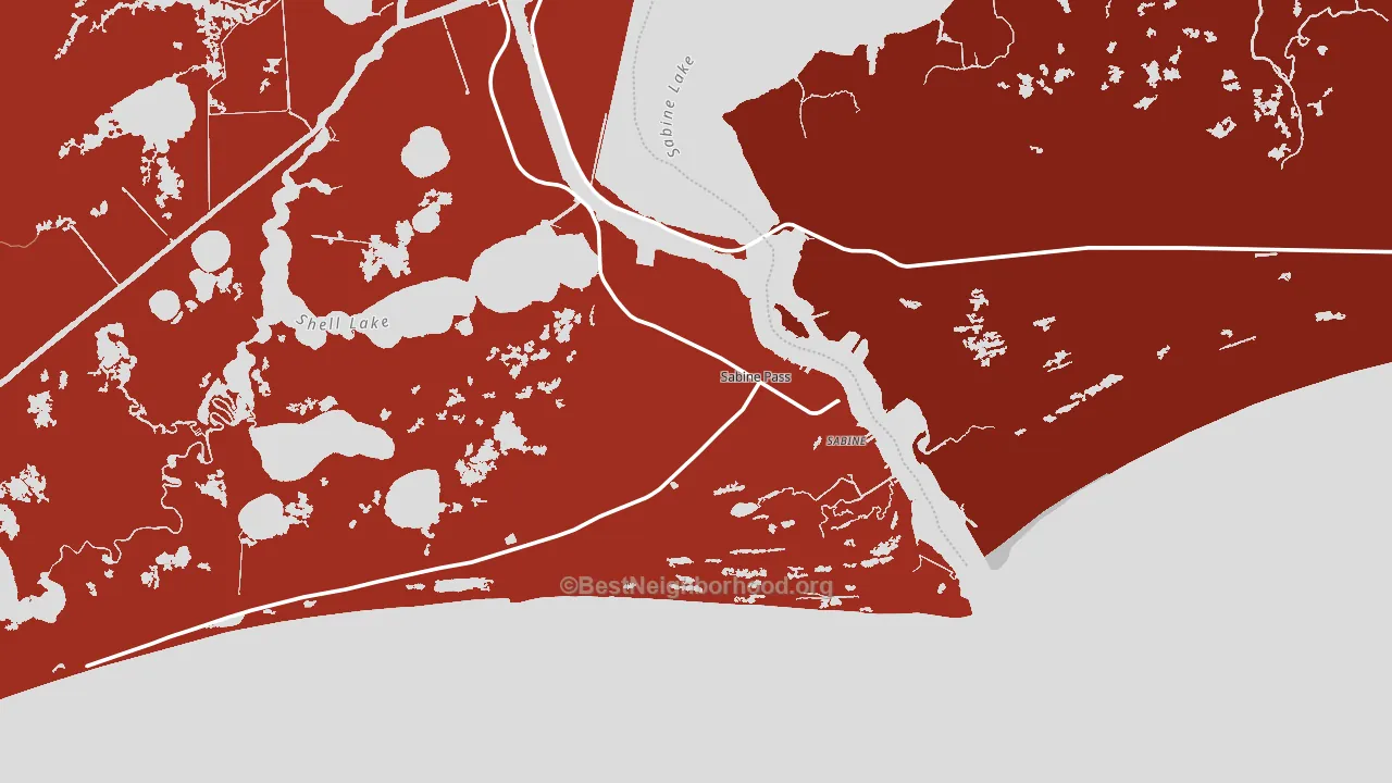 Sabine Pass, TX block-group political-lean map