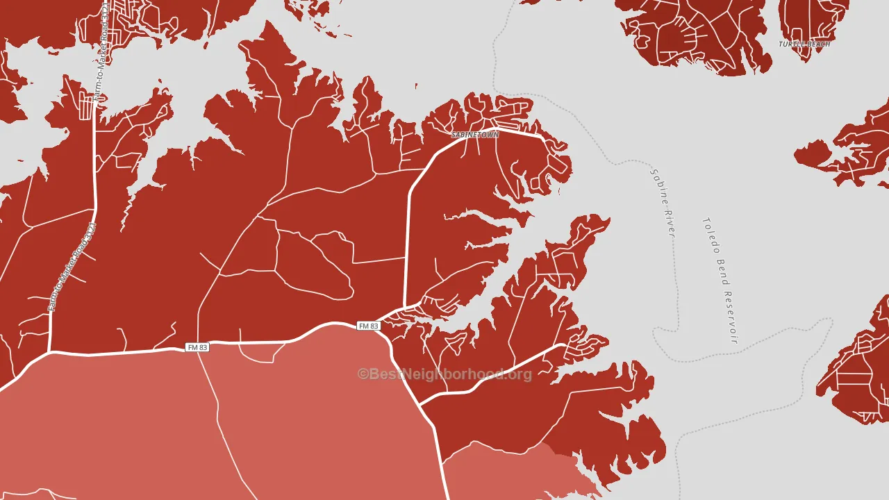 Sabinetown, TX block-group political-lean map