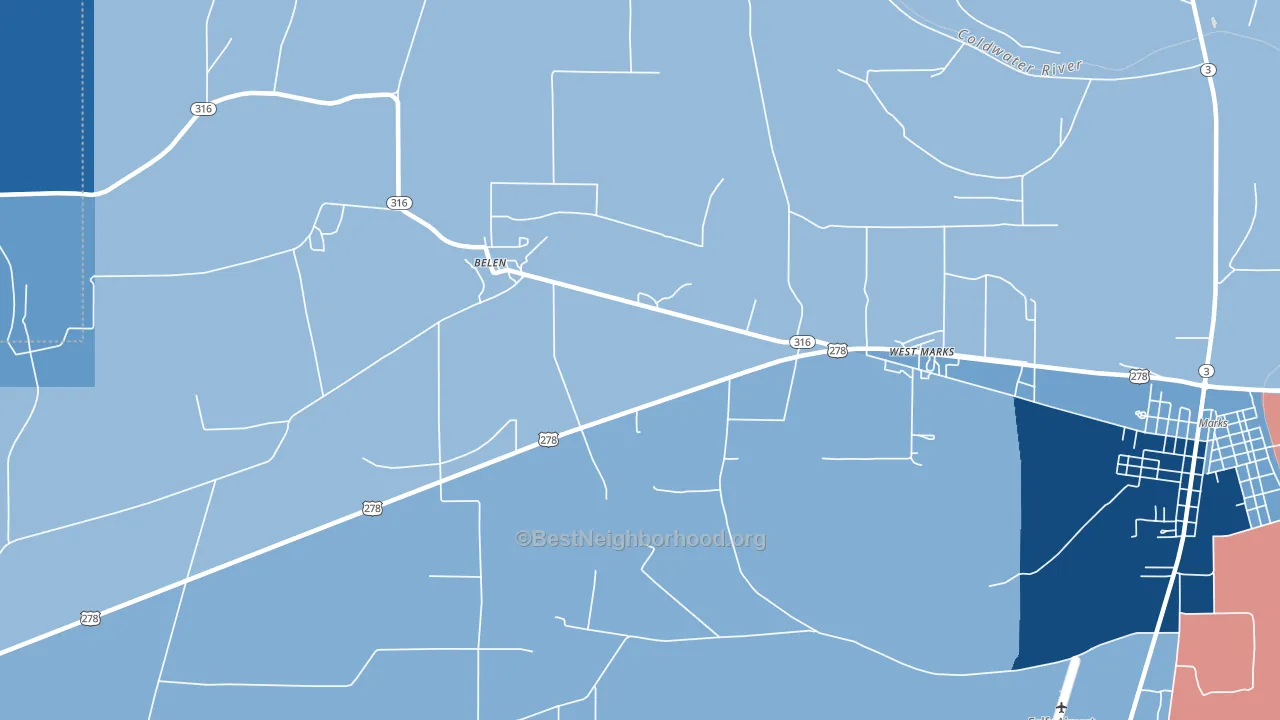 Sabino, MS block-group political-lean map