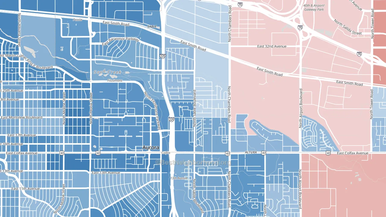 Sable Altura Chambers, Aurora, CO block-group political-lean map