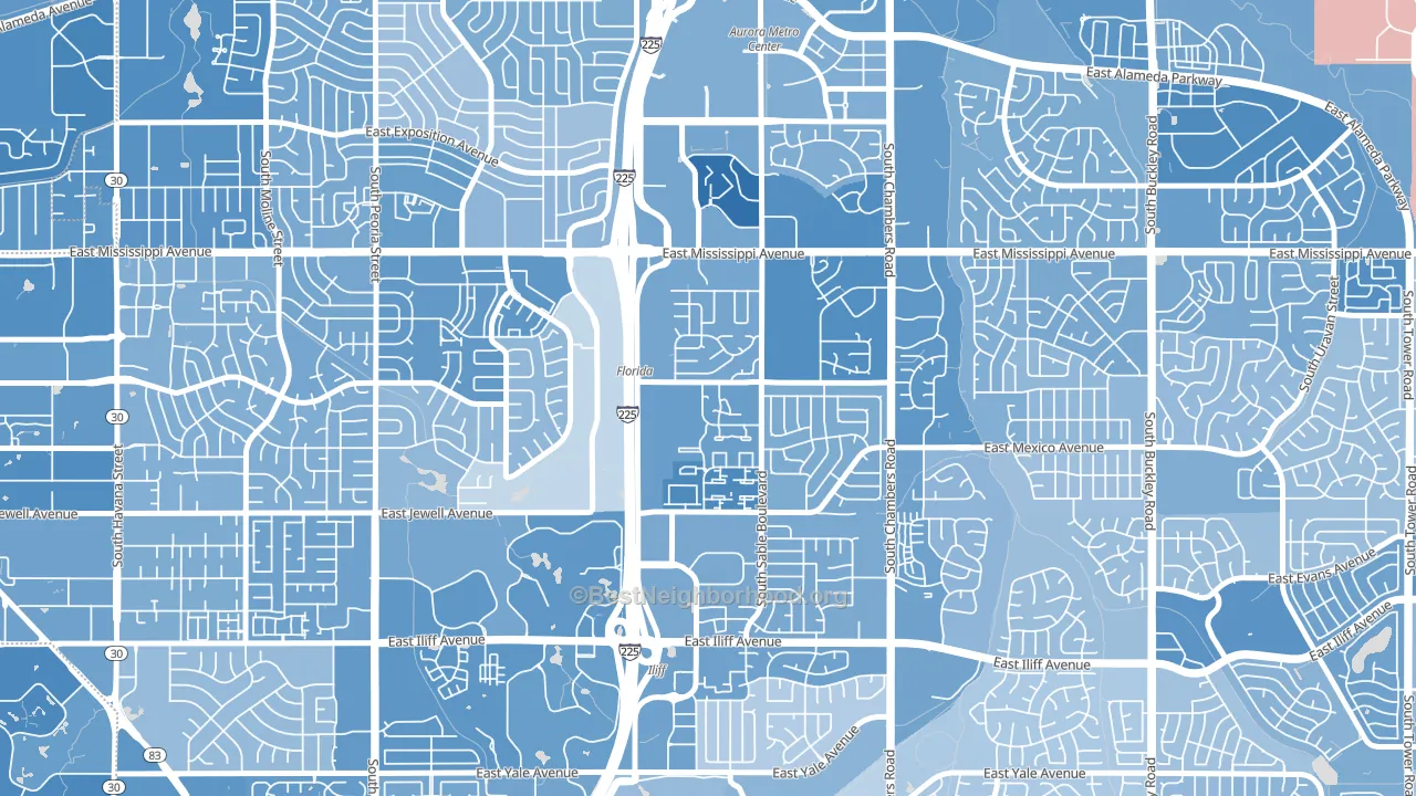 Sableridge, Aurora, CO block-group political-lean map