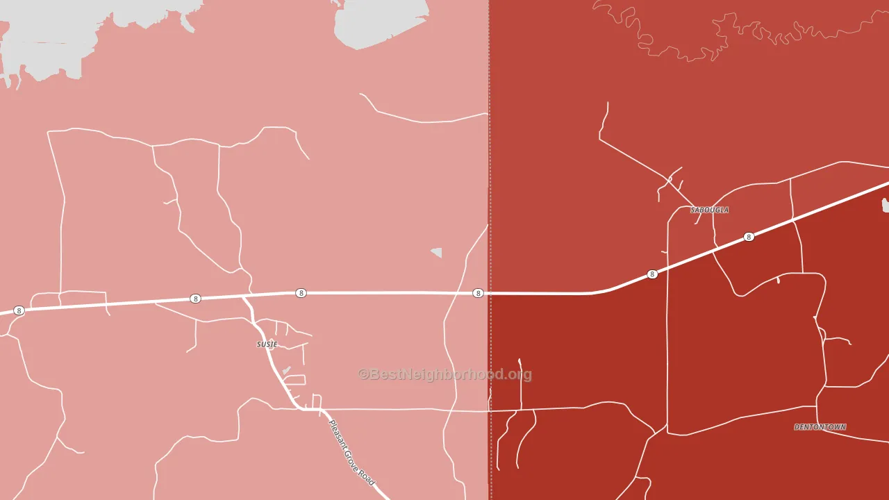 Sabougla, MS block-group political-lean map