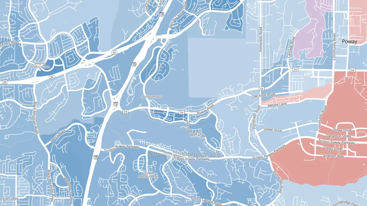 Sabre Springs, San Diego, CA block-group political-lean map