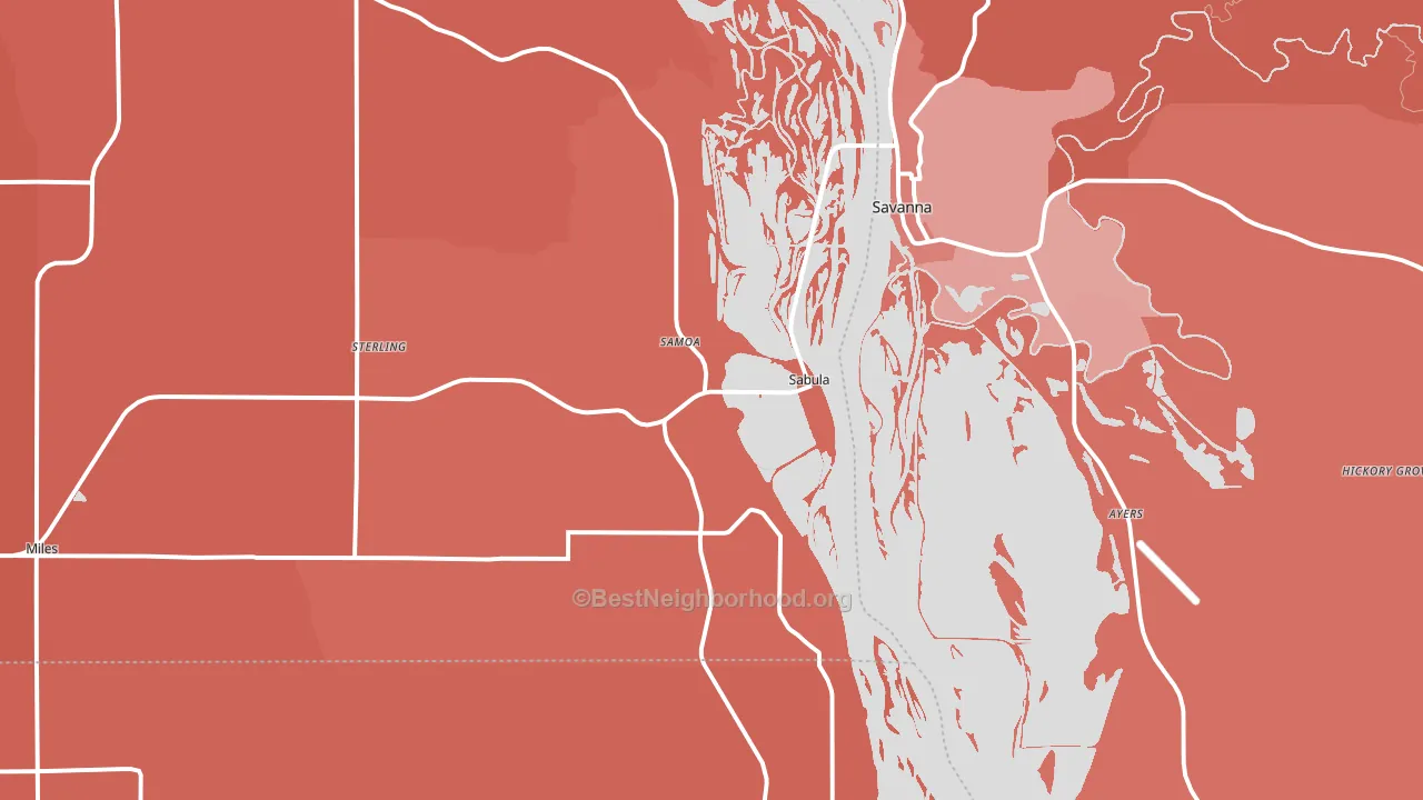 Sabula, IA block-group political-lean map