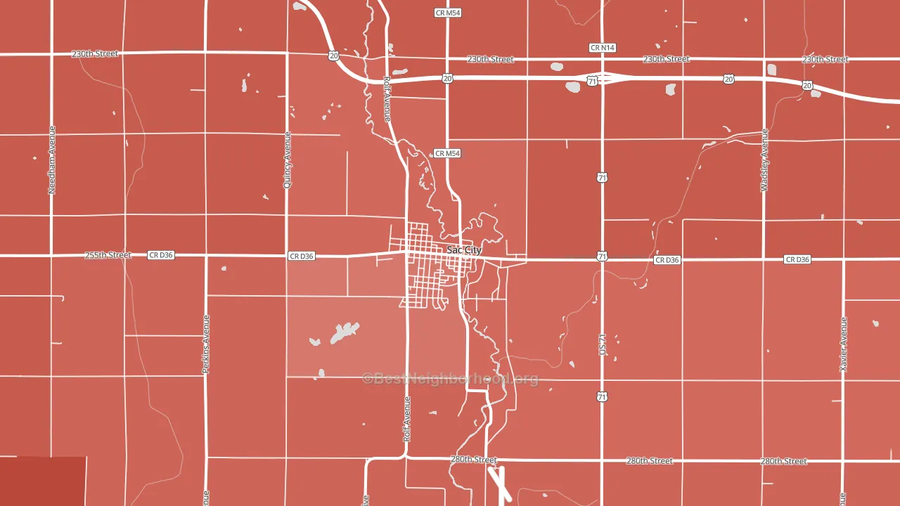 Sac City, IA block-group political-lean map