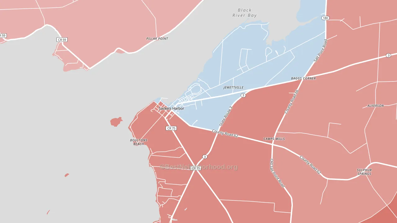 Sackets Harbor, NY block-group political-lean map