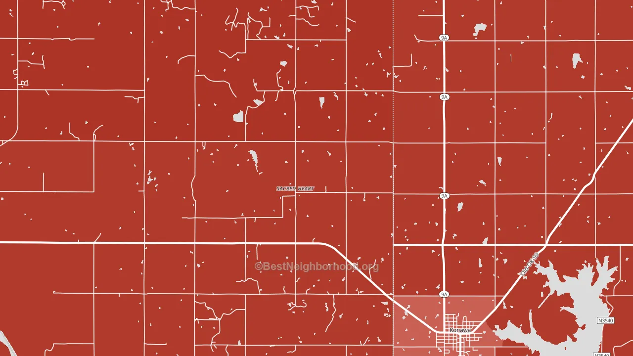 Sacred Heart, OK block-group political-lean map