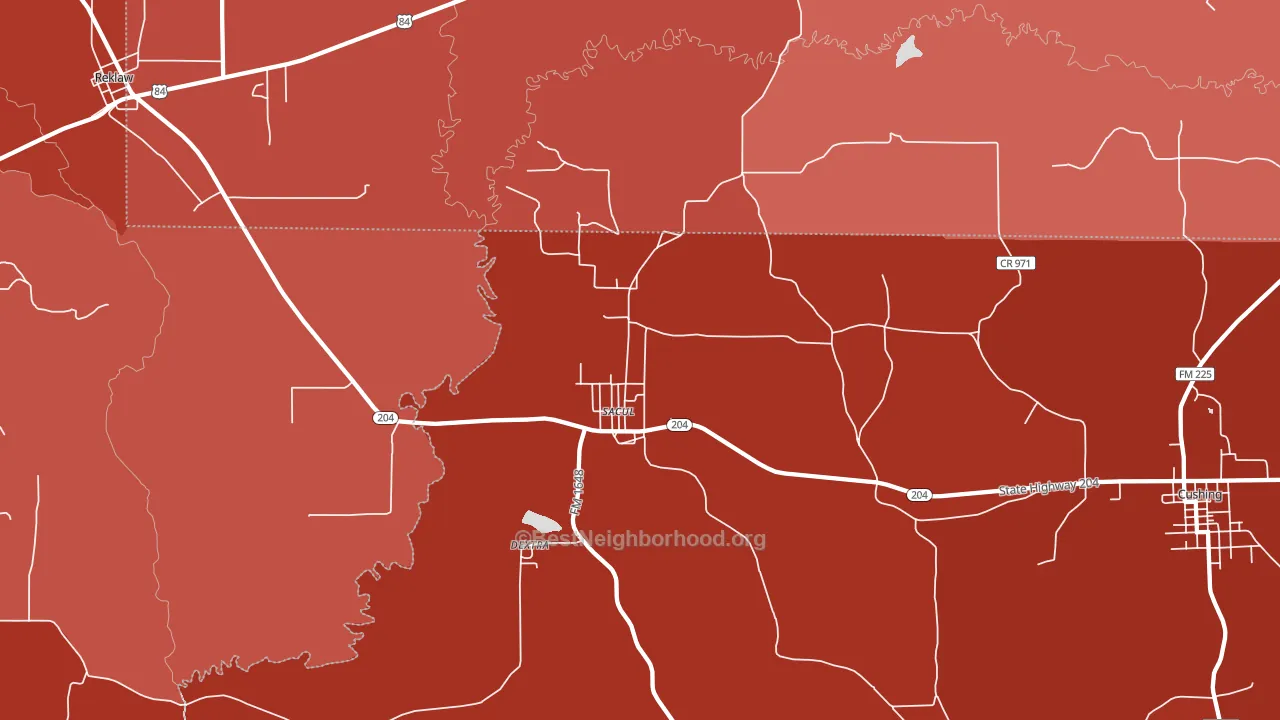 Sacul, TX block-group political-lean map