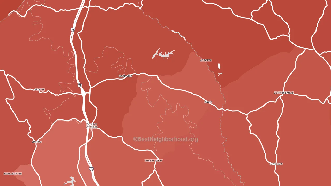 Sadieville, KY block-group political-lean map