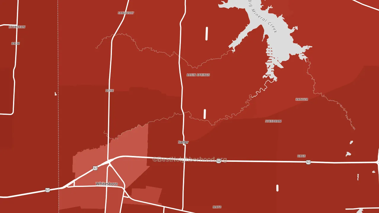 Sadler, TX block-group political-lean map