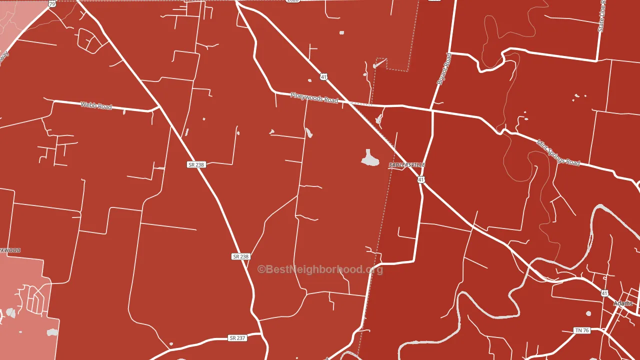 Sadlersville, TN block-group political-lean map