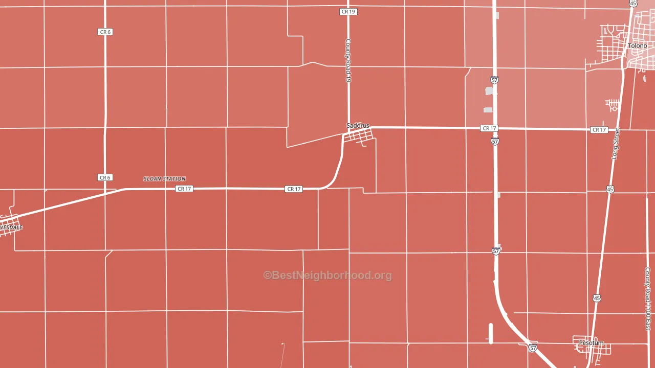 Sadorus, IL block-group political-lean map