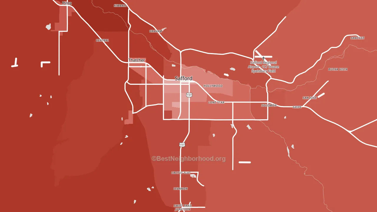 Safford, AZ block-group political-lean map