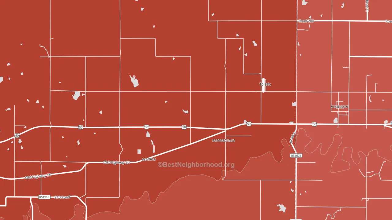 Saffordville, KS block-group political-lean map