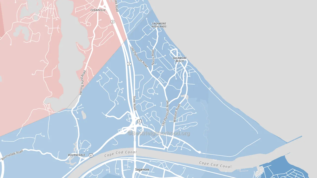 Sagamore Beach, MA block-group political-lean map