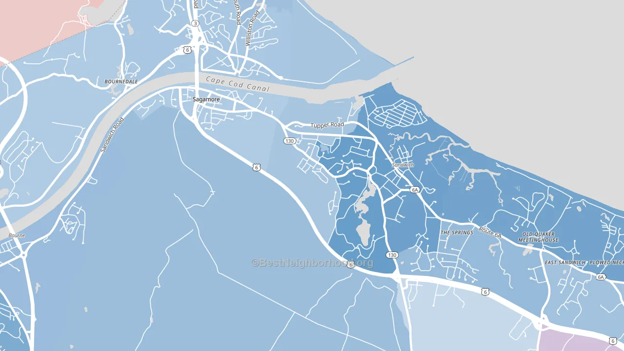 Sagamore Highlands, MA block-group political-lean map