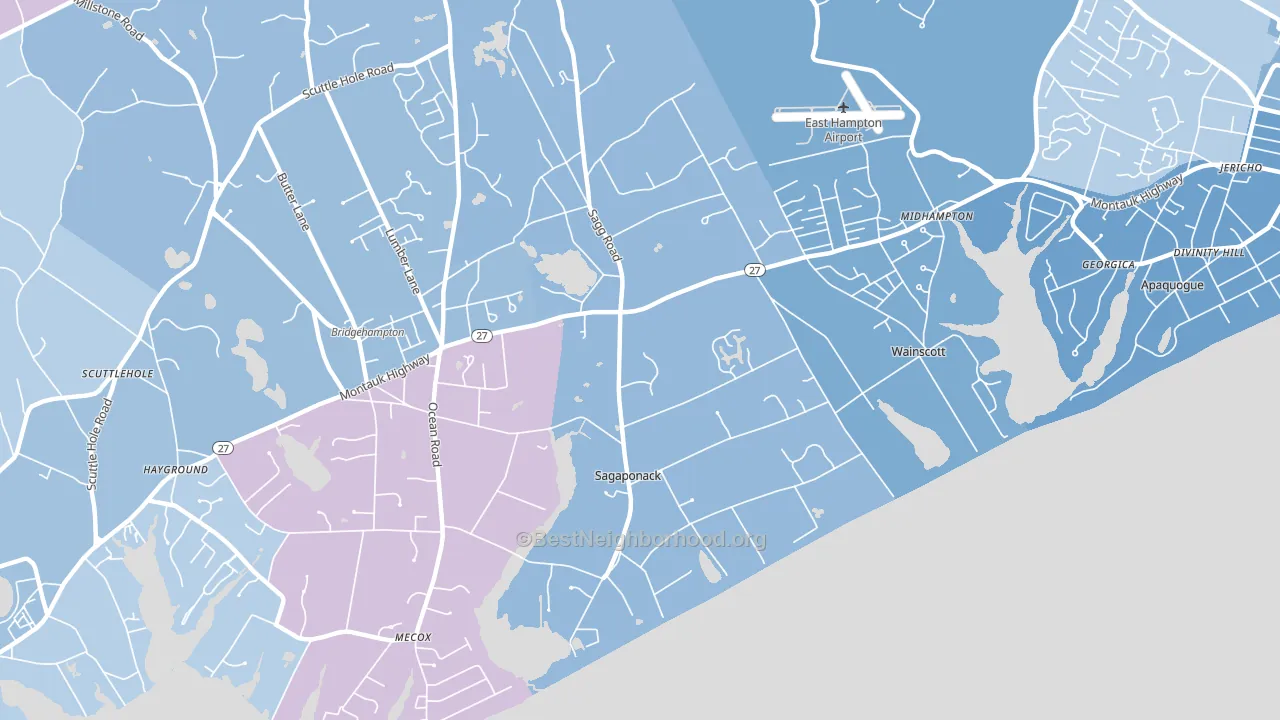 Sagaponack, NY block-group political-lean map