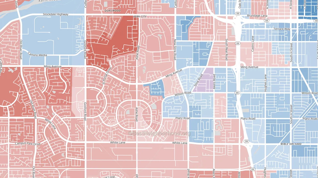 Sagepointe, Bakersfield, CA block-group political-lean map